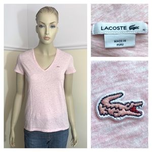 Lacoste Women's Pink V-Neck Top